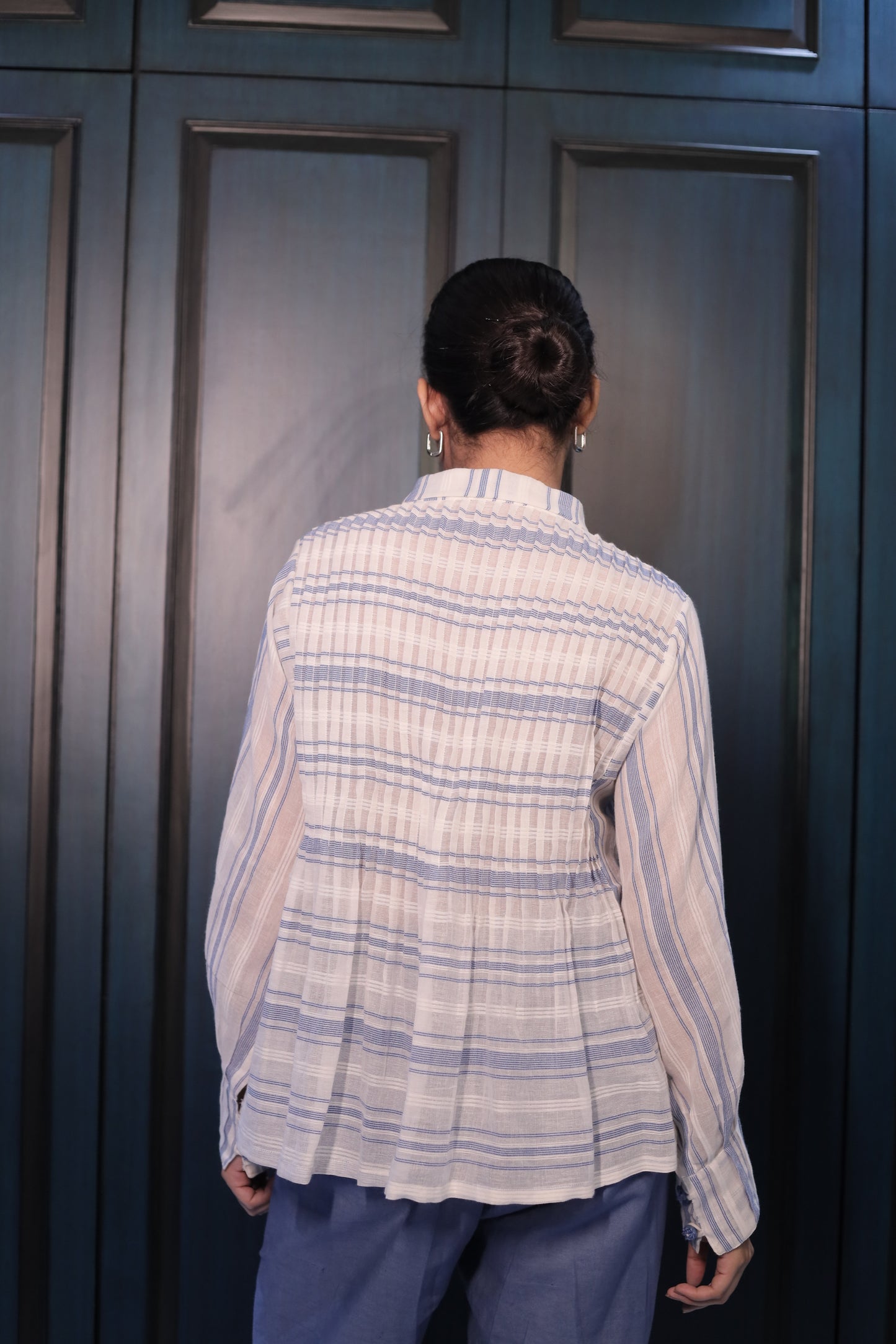 WHITE & BLUE STRIPED SHIRT
