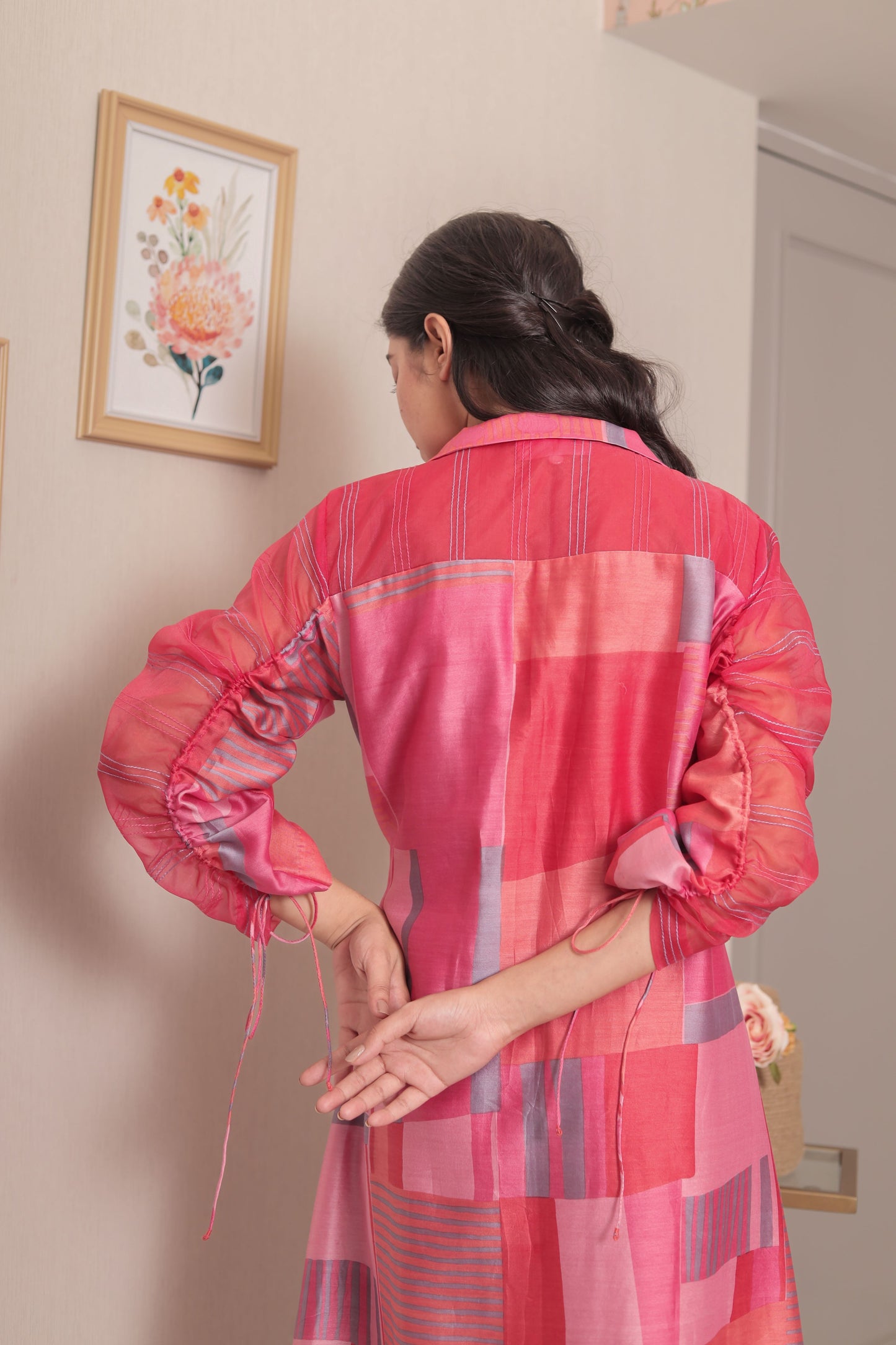 PINK PANELLED A-LINE DRESS
