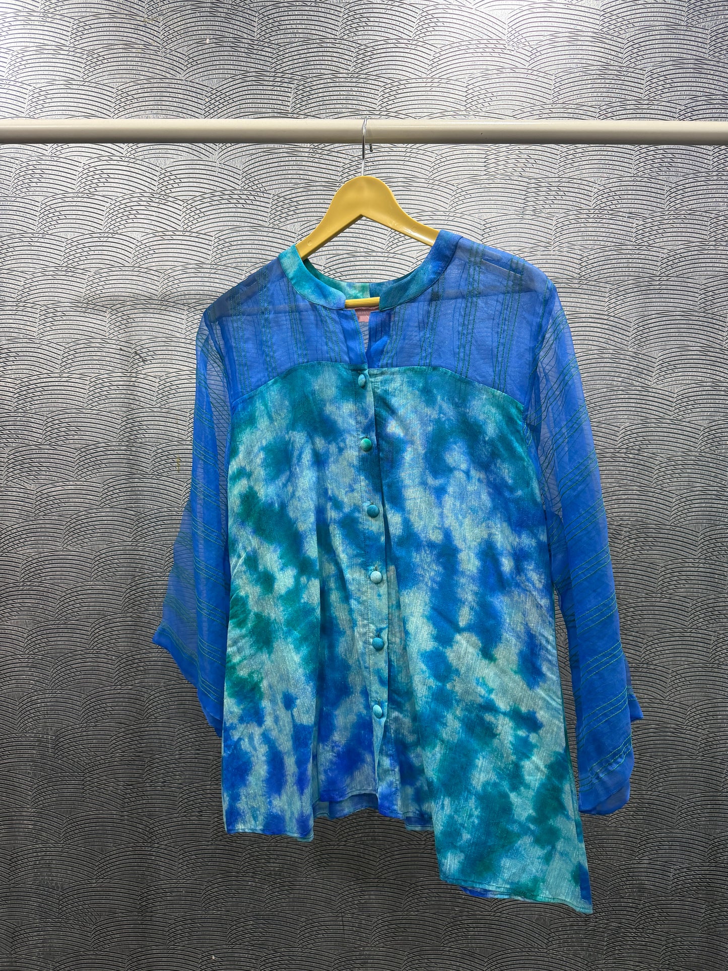 BLUE BOMB DYE PANELLED SHIRT
