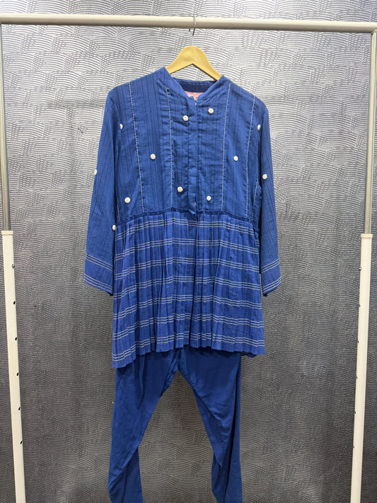 COBALT BLUE PLEATED TOP