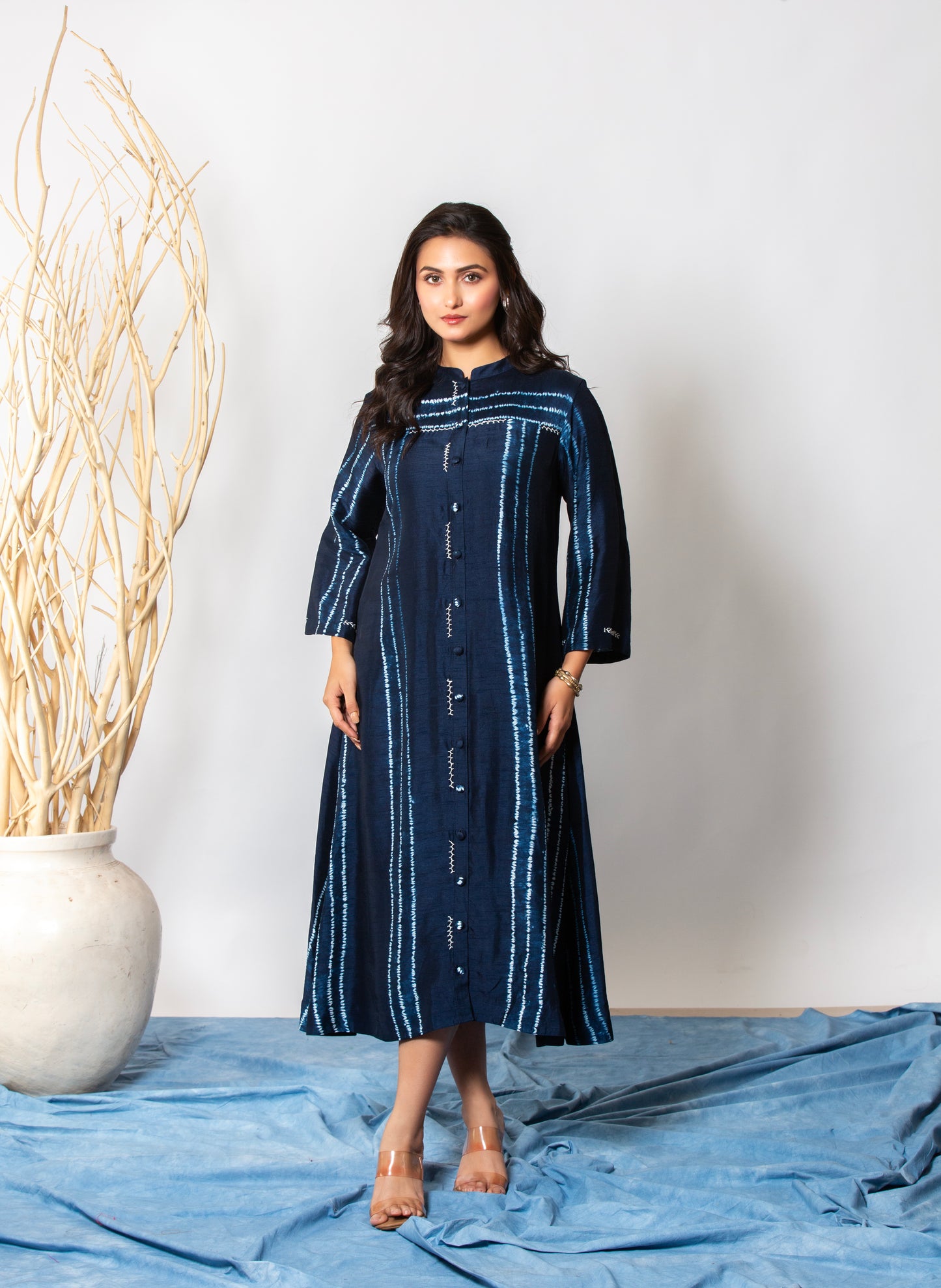 BLUE SHIBORI DRESS