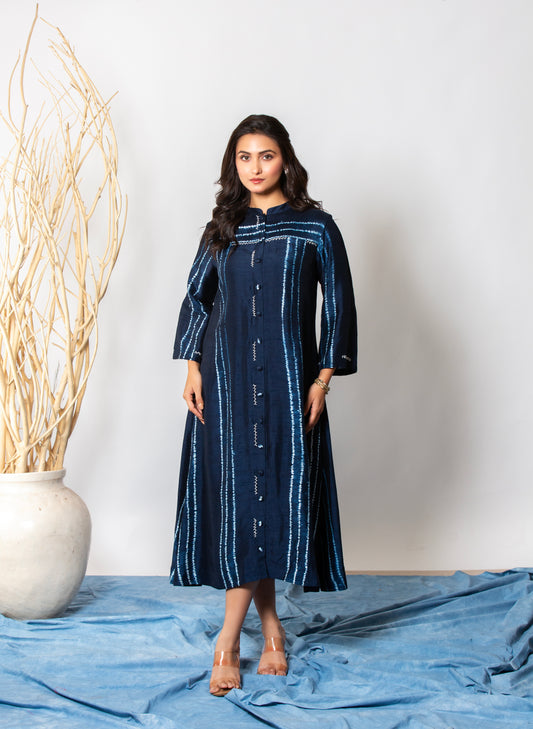 BLUE SHIBORI DRESS