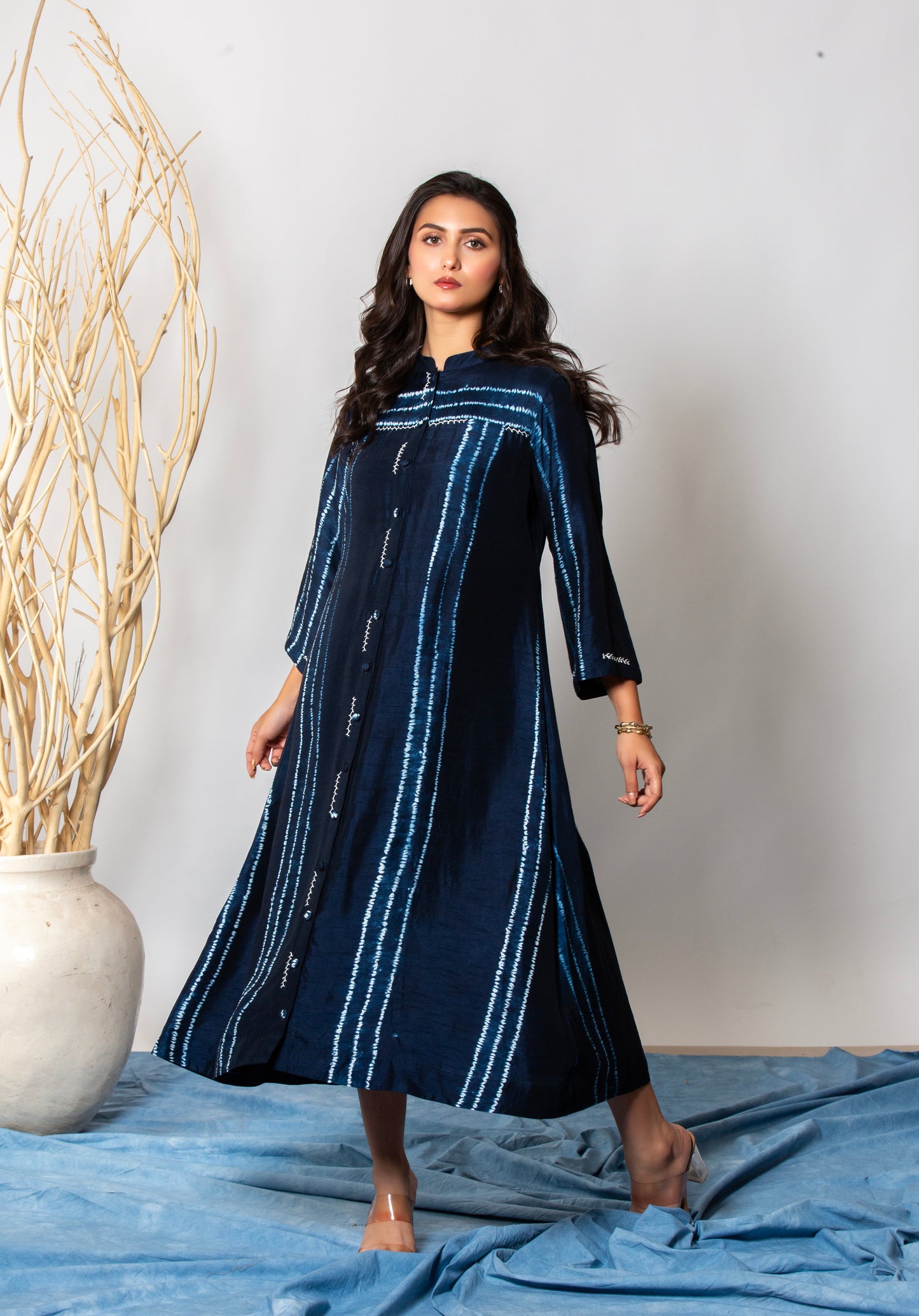 BLUE SHIBORI DRESS