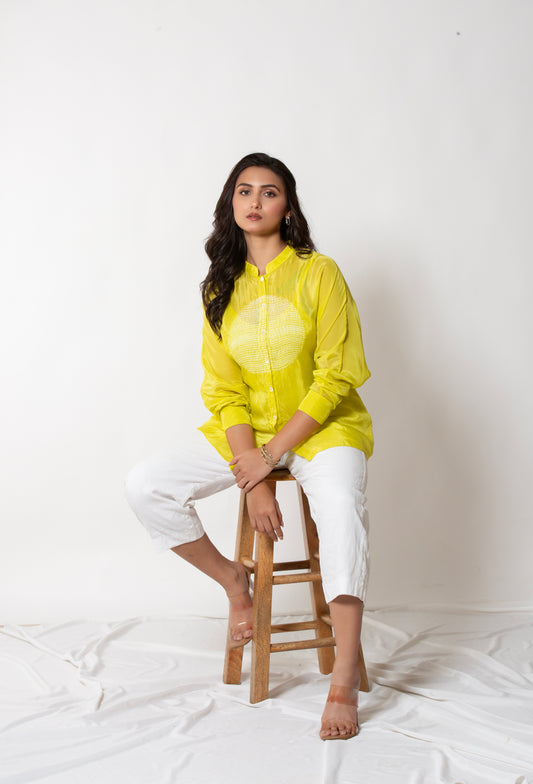 LIME GREEN KANTHA TOP